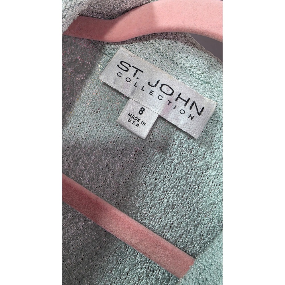 St John Collection Green Tweed Knit Coat Jacket Sz 8 Luxury Made in USA - Picture 2 of 10